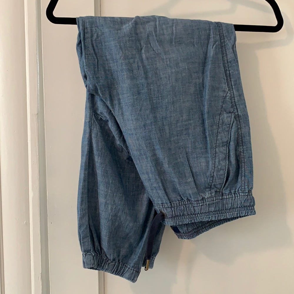 Chambray joggers with zipper cuff